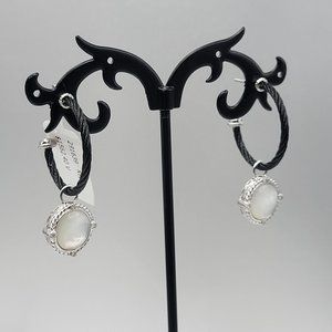 NWT Charriol Black Steel earring - MOP, diamonds, 18K gold